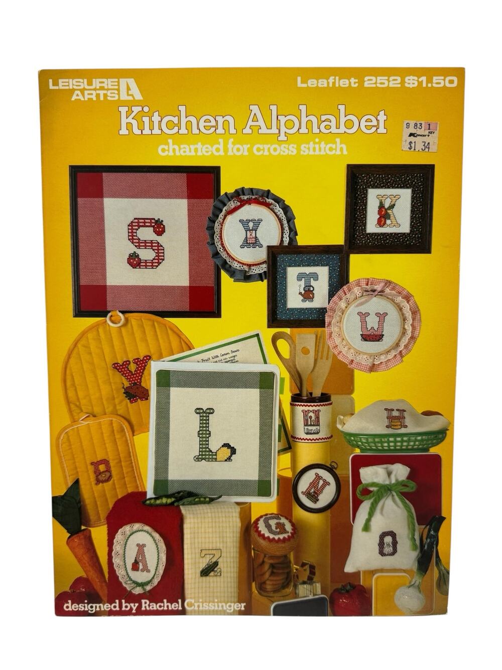 Vintage Kitchen Alphabet Cross Stitch Design Leaflet LEISURE ARTS #252 1983